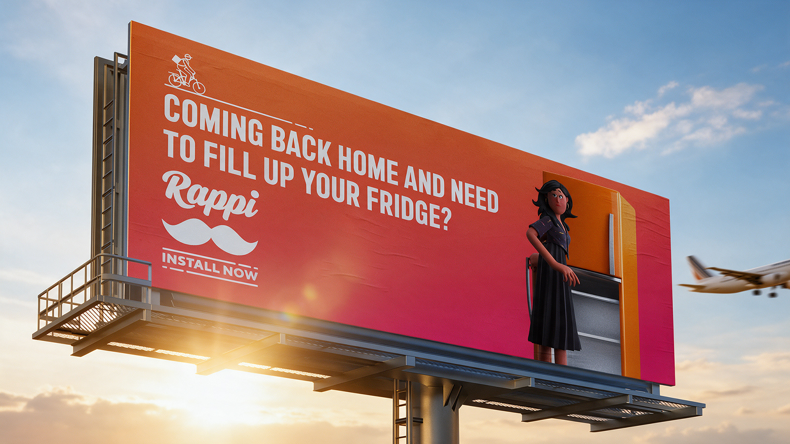 Rappi supermarket billboard at the domestic terminal exit