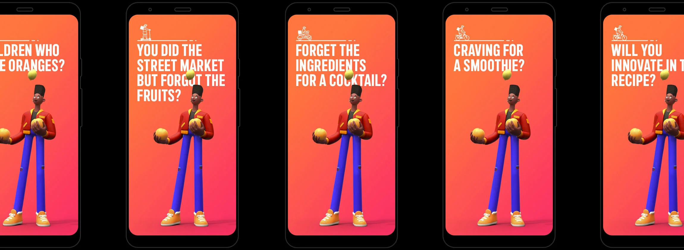 Rappi animations adapted to different campaign messages