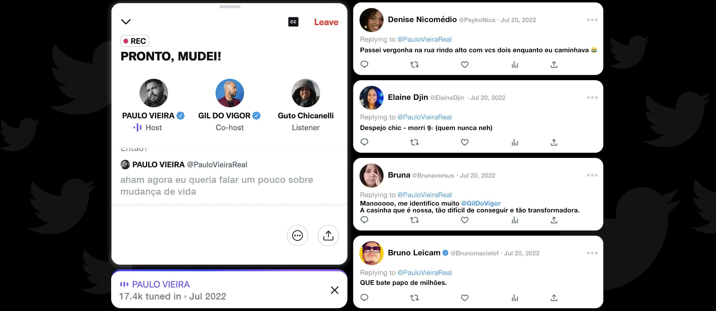 Twitter Spaces da campanha Pronto, mudei!